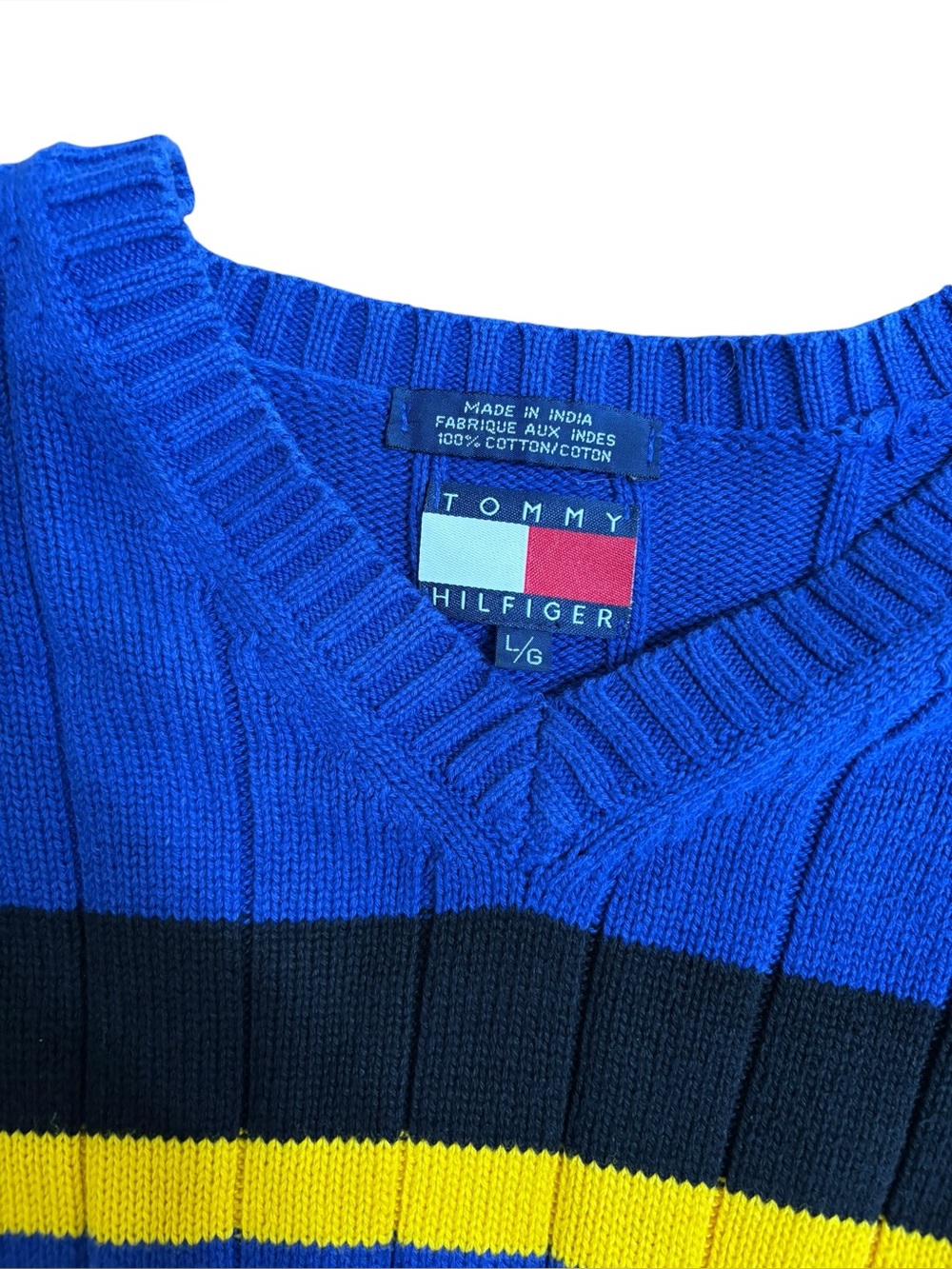 Vintage Tommy Hilfiger Colorblock Rib Knit Sweater Y2K 90s - Picture 3 of 6